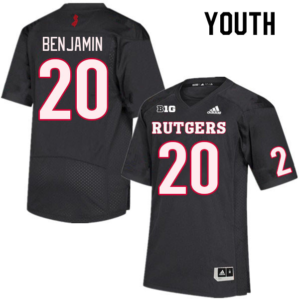Youth #20 Ja'shon Benjamin Rutgers Scarlet Knights College Football Jerseys Stitched Sale-Black - Click Image to Close